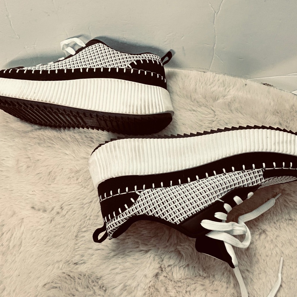 Nicole Miller Sneakers Women's Black White Lace Up Platform Casual Shoes size‎ 7 - Picture 7 of 8